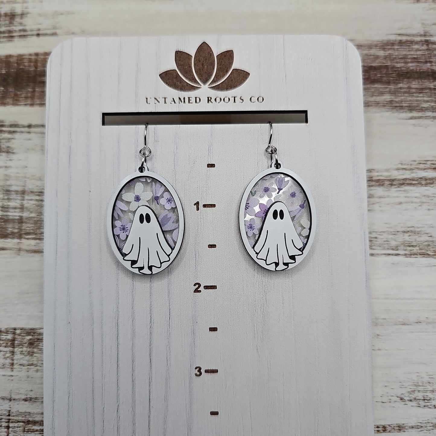 Purple Floral Ghost Earrings