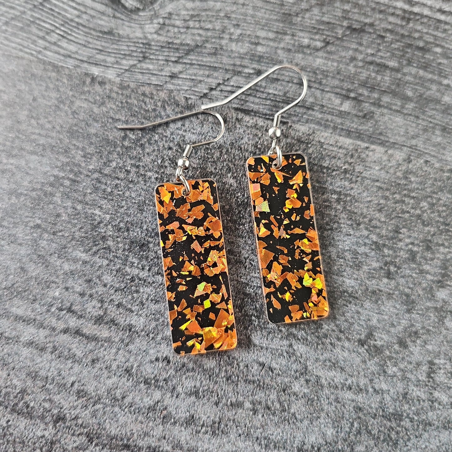 Black & Orange Chunky Glitter Earrings (8 styles)