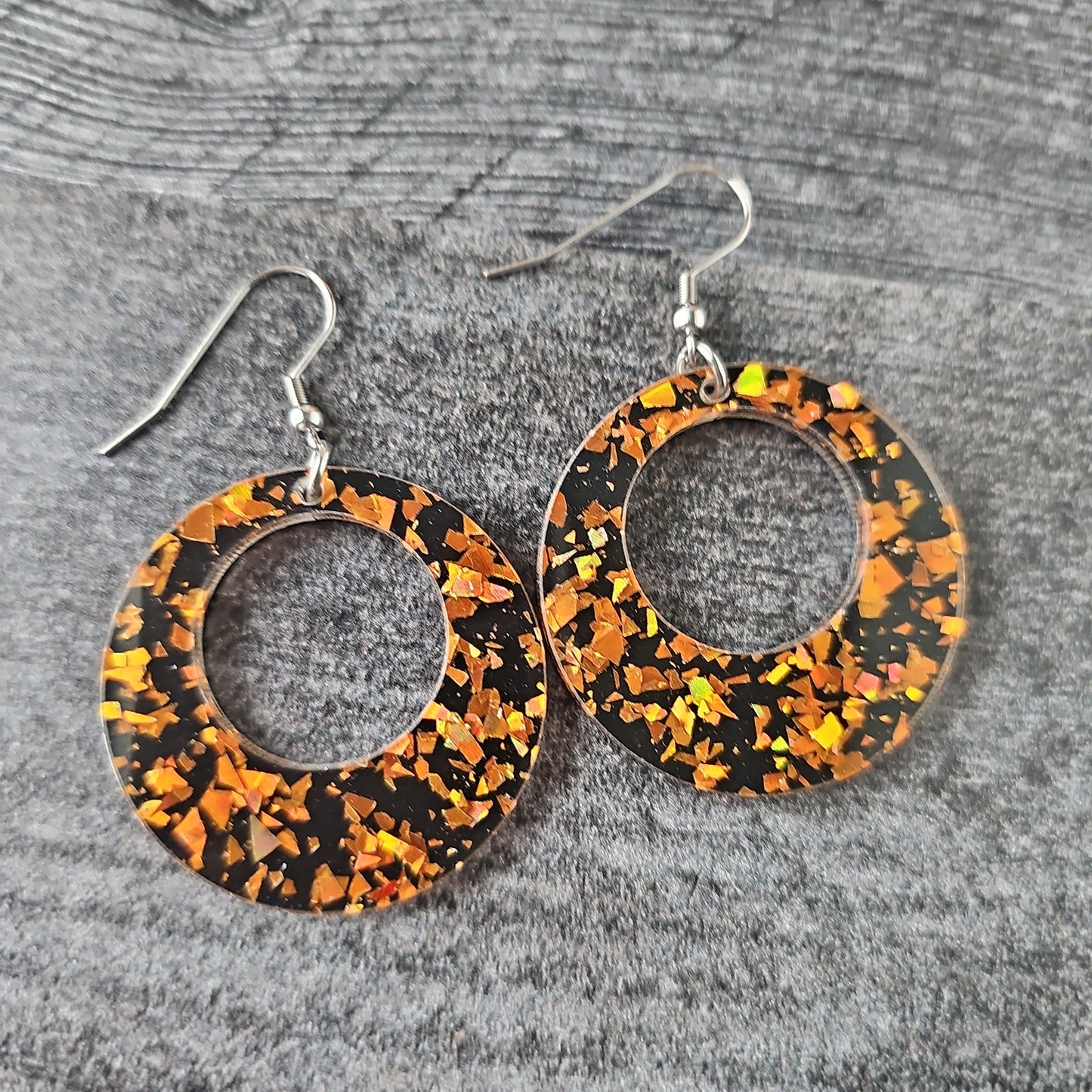 Black & Orange Chunky Glitter Earrings (8 styles)