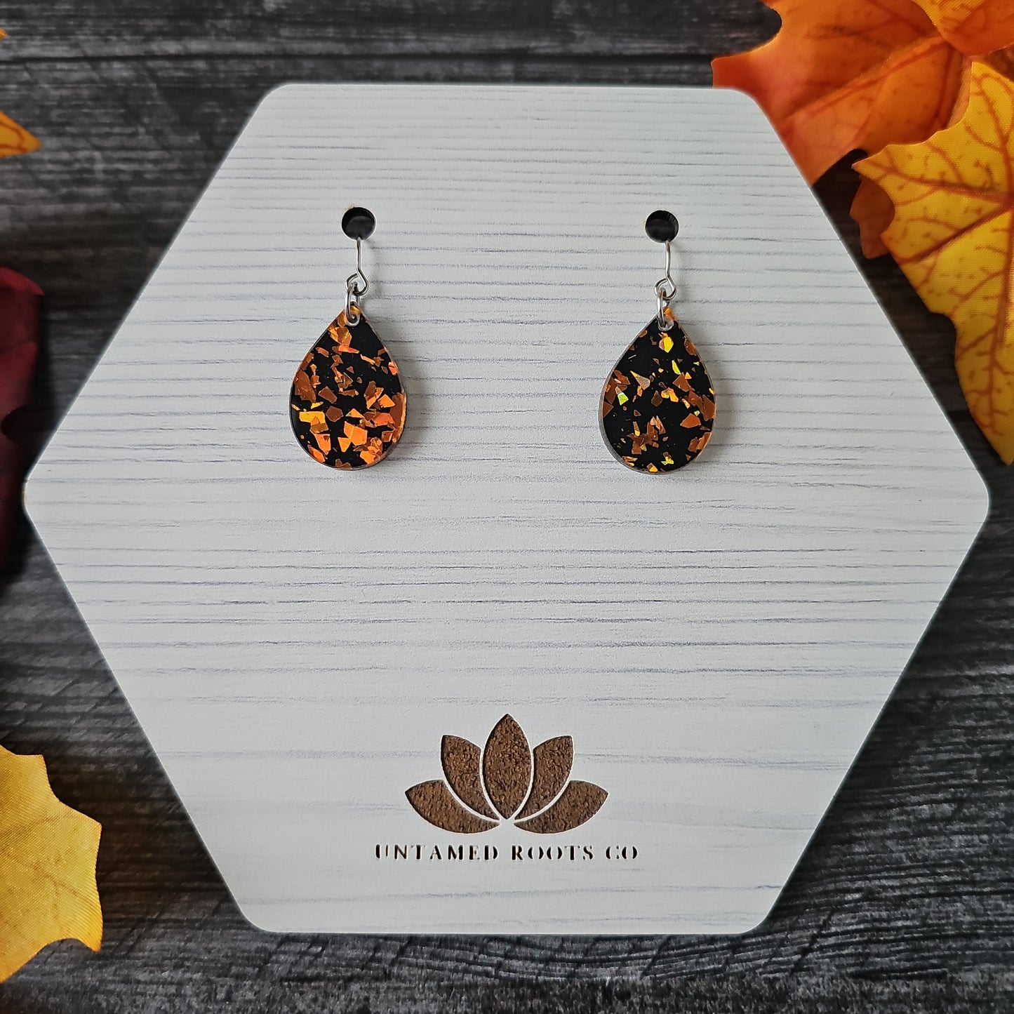 Black & Orange Chunky Glitter Earrings (8 styles)