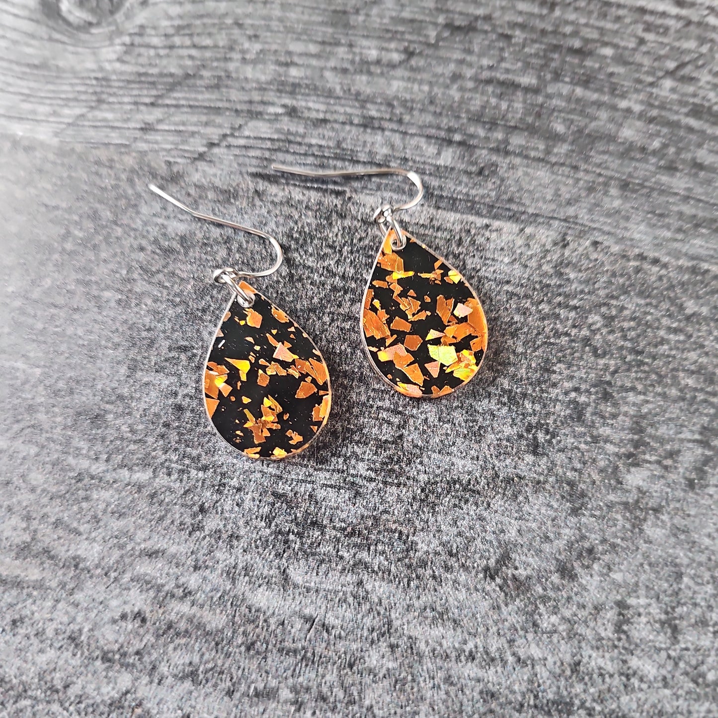 Black & Orange Chunky Glitter Earrings (8 styles)