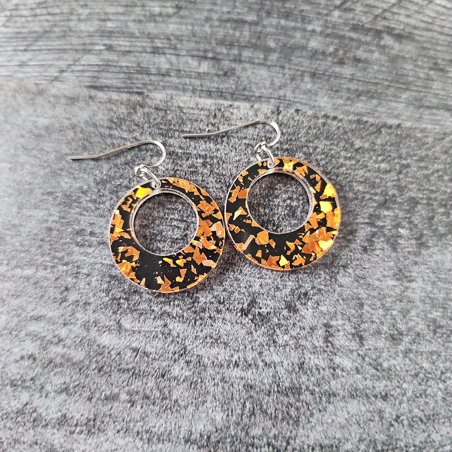 Black & Orange Chunky Glitter Earrings (8 styles)