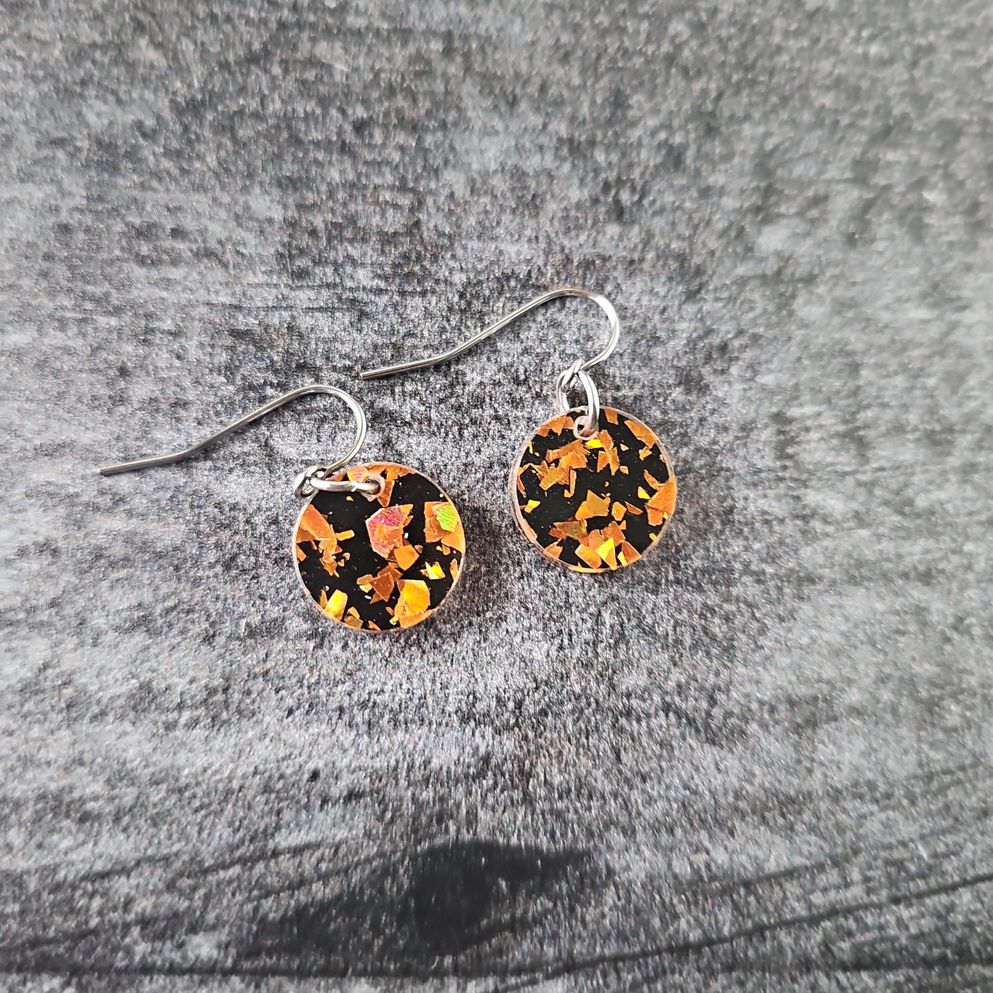 Black & Orange Chunky Glitter Earrings (8 styles)