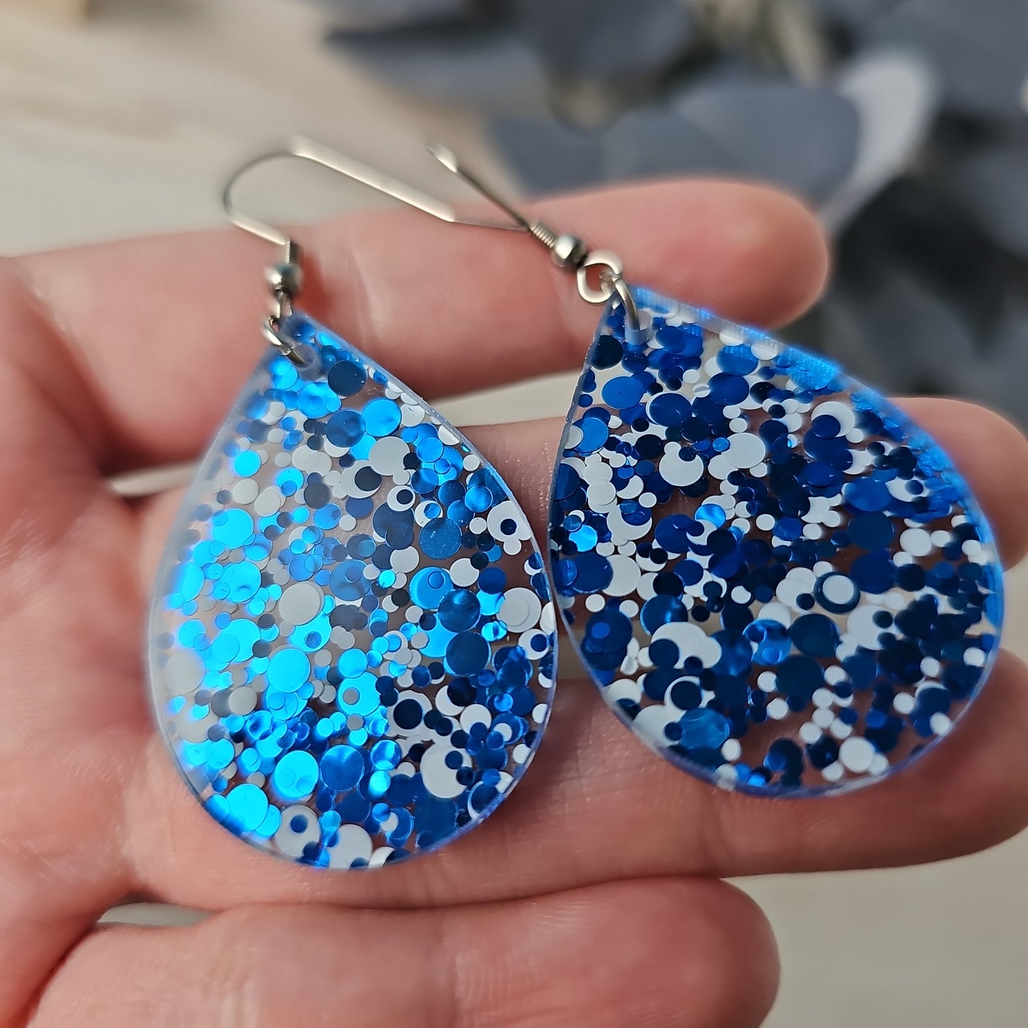 Blue & White Polka Dot Earrings (8 styles)
