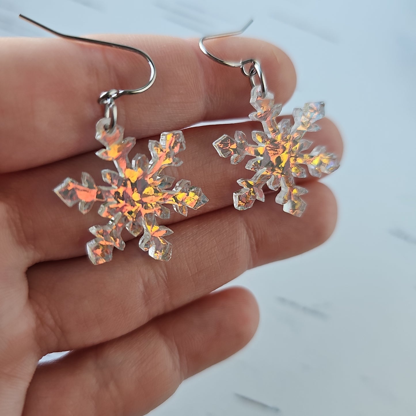 Iridescent Crystal Snowflake Earrings