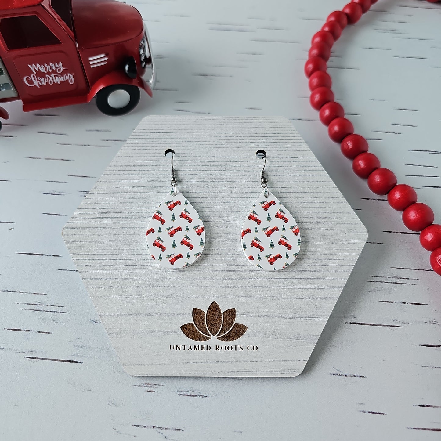 Christmas Truck Print Earrings (8 styles)