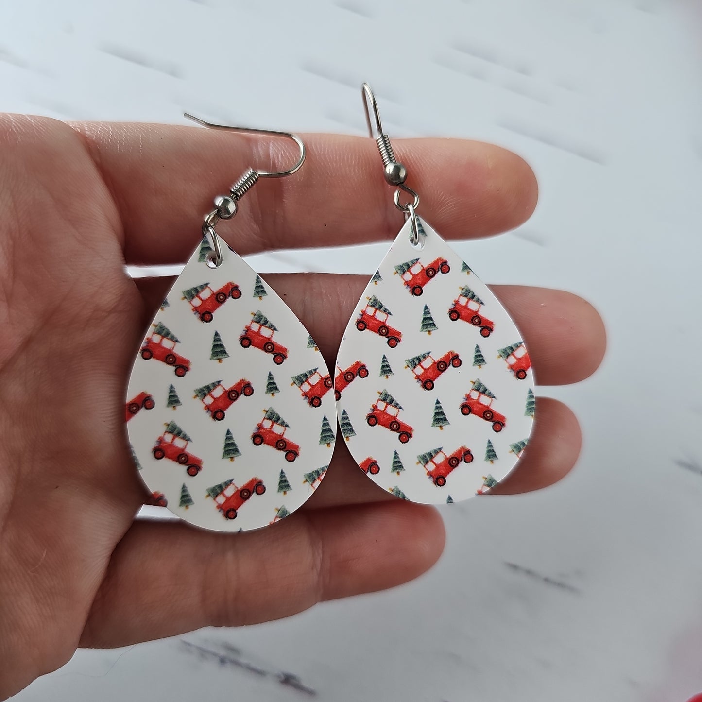 Christmas Truck Print Earrings (8 styles)