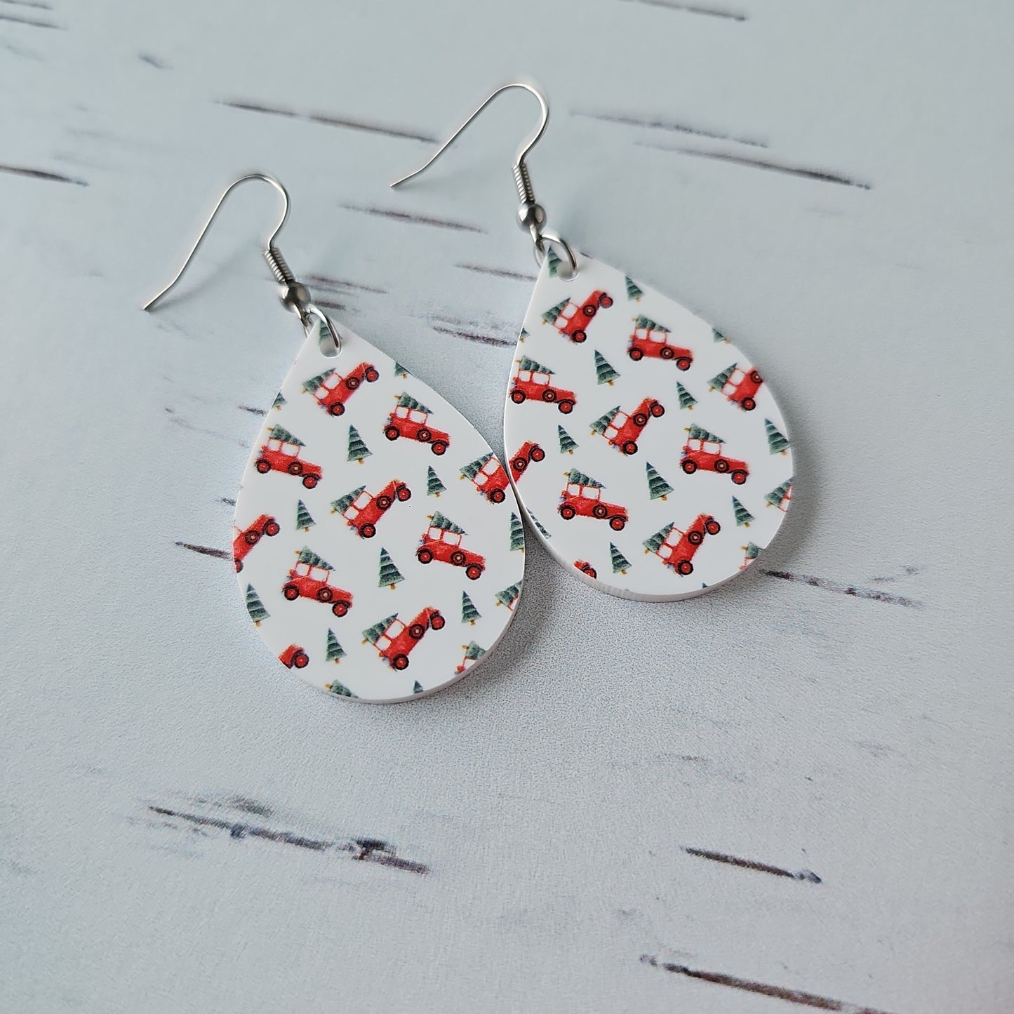 Christmas Truck Print Earrings (8 styles)