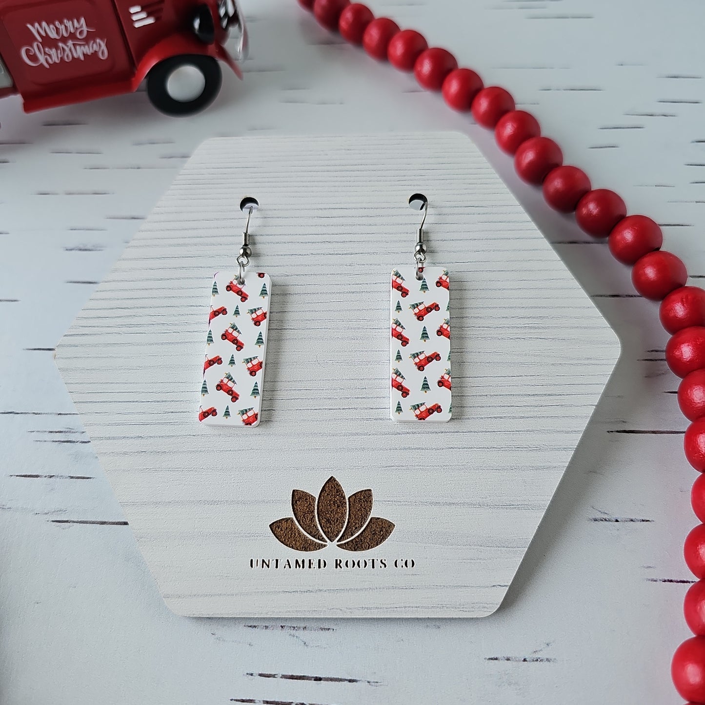 Christmas Truck Print Earrings (8 styles)