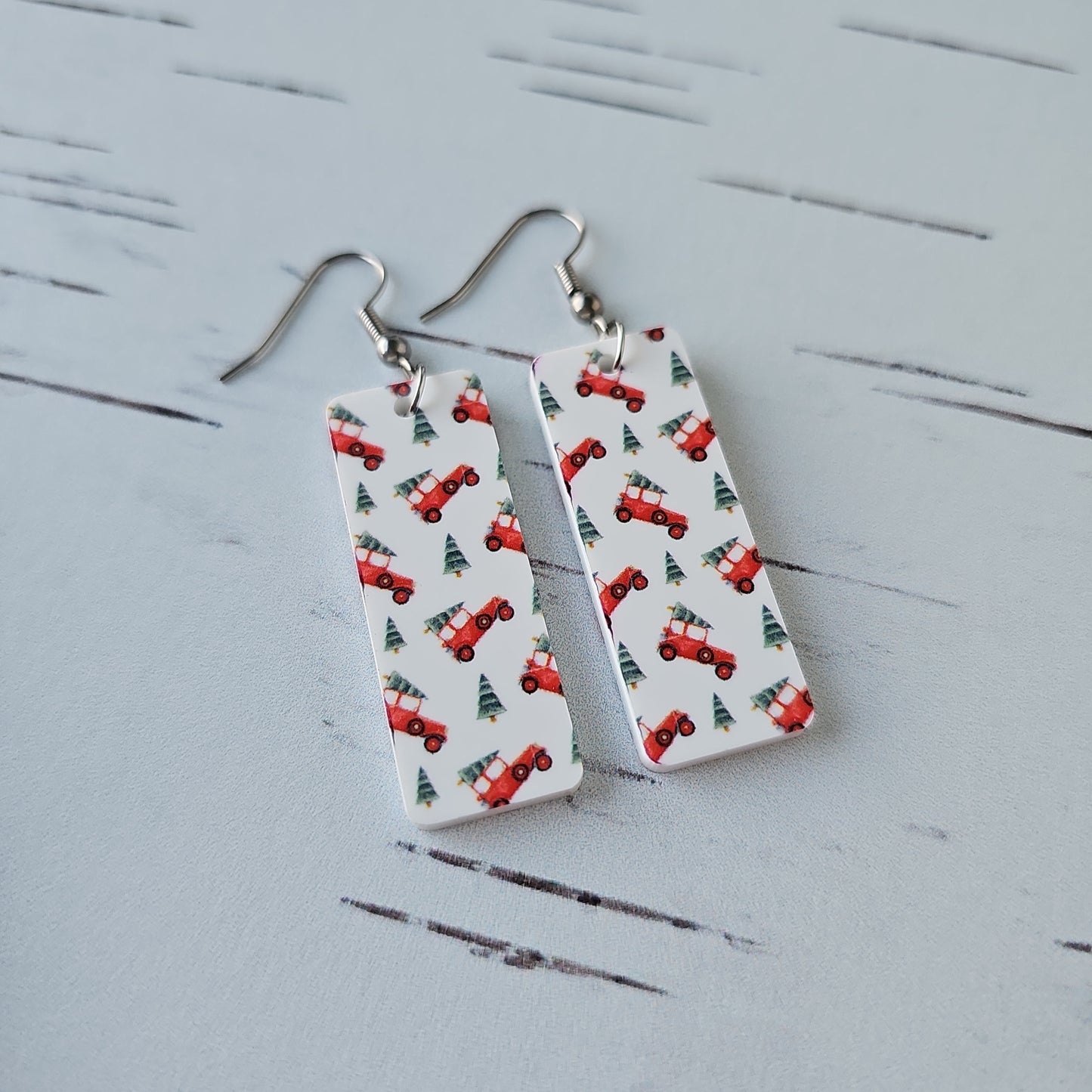 Christmas Truck Print Earrings (8 styles)