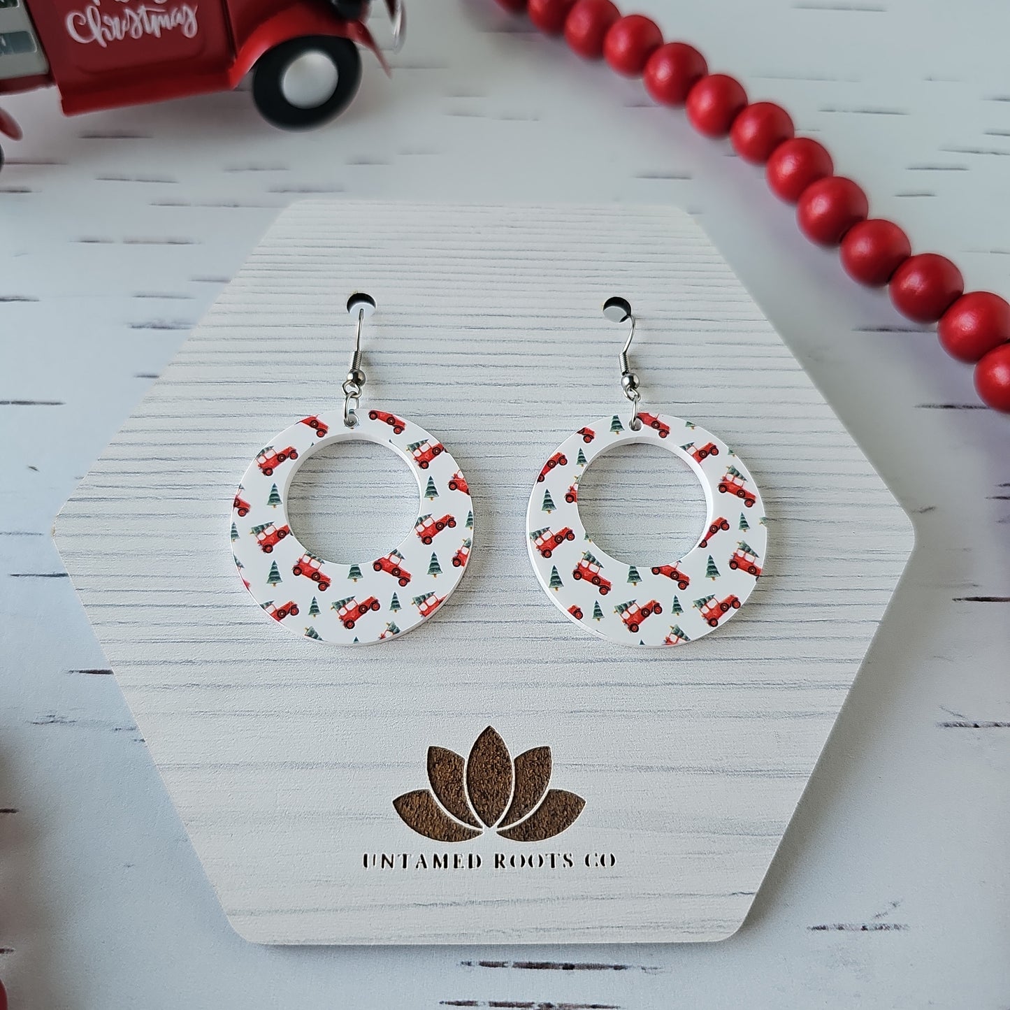 Christmas Truck Print Earrings (8 styles)