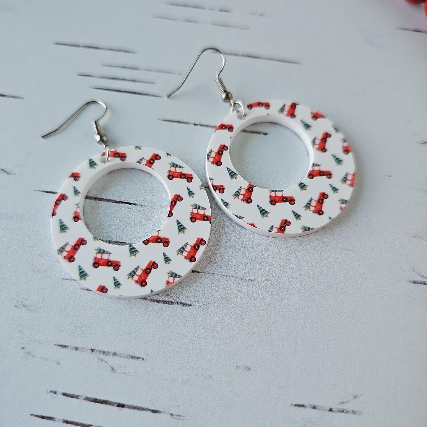 Christmas Truck Print Earrings (8 styles)