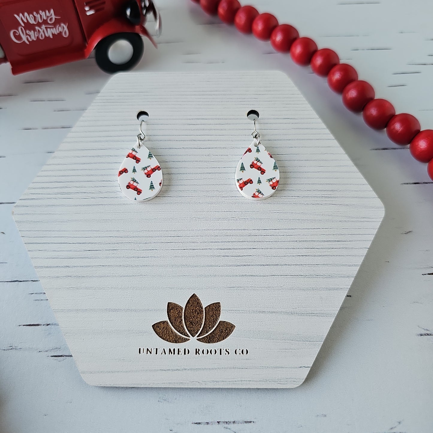 Christmas Truck Print Earrings (8 styles)