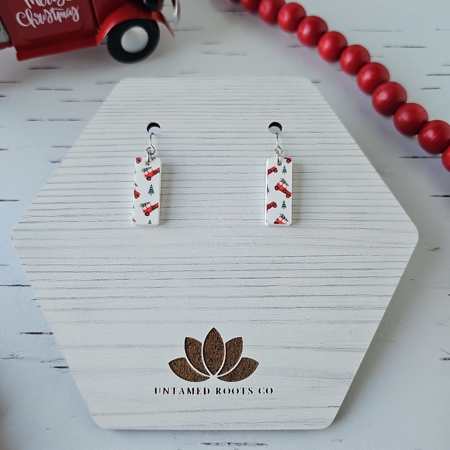 Christmas Truck Print Earrings (8 styles)