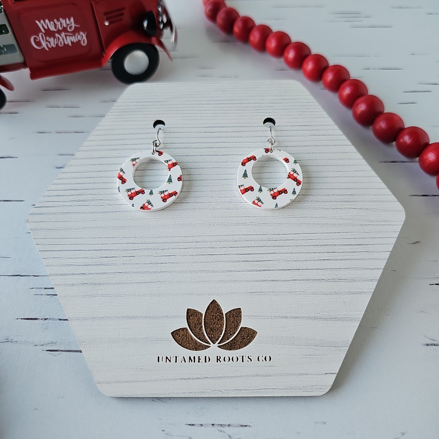 Christmas Truck Print Earrings (8 styles)