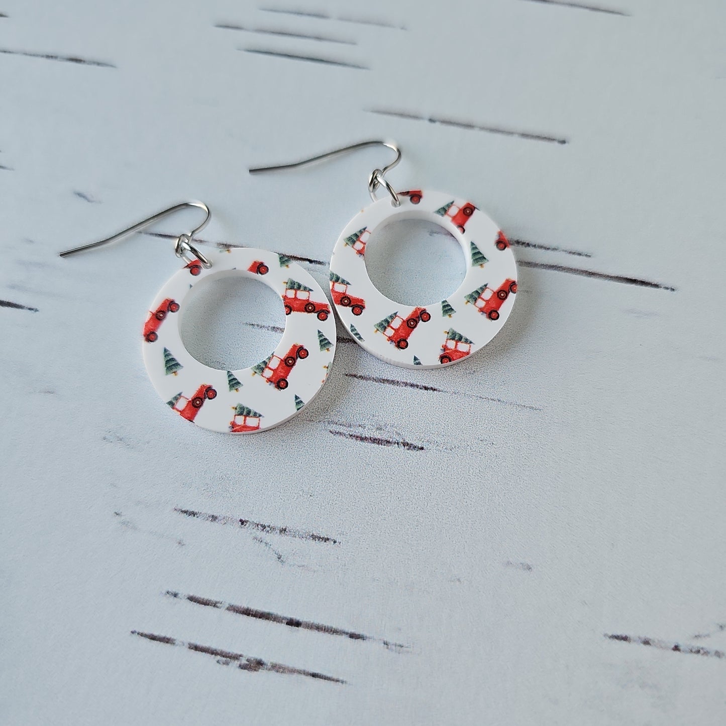 Christmas Truck Print Earrings (8 styles)