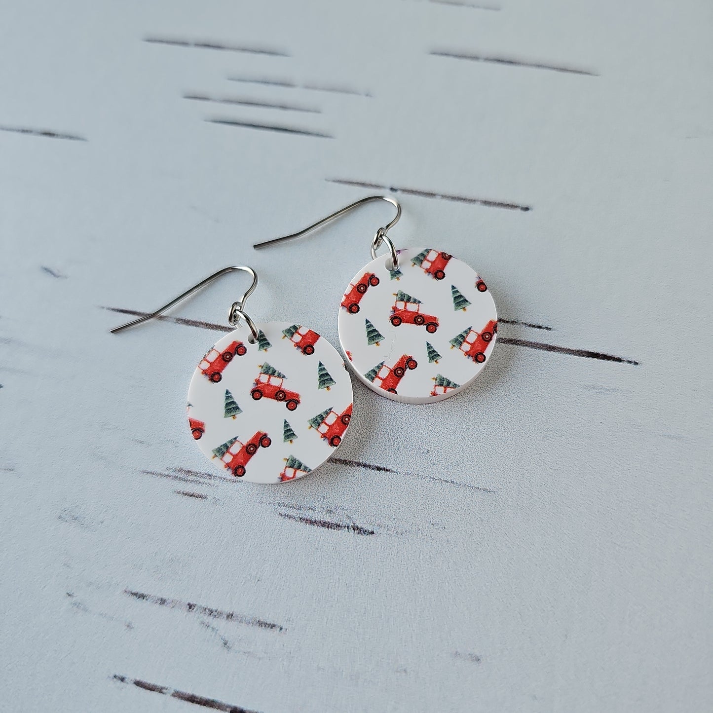 Christmas Truck Print Earrings (8 styles)