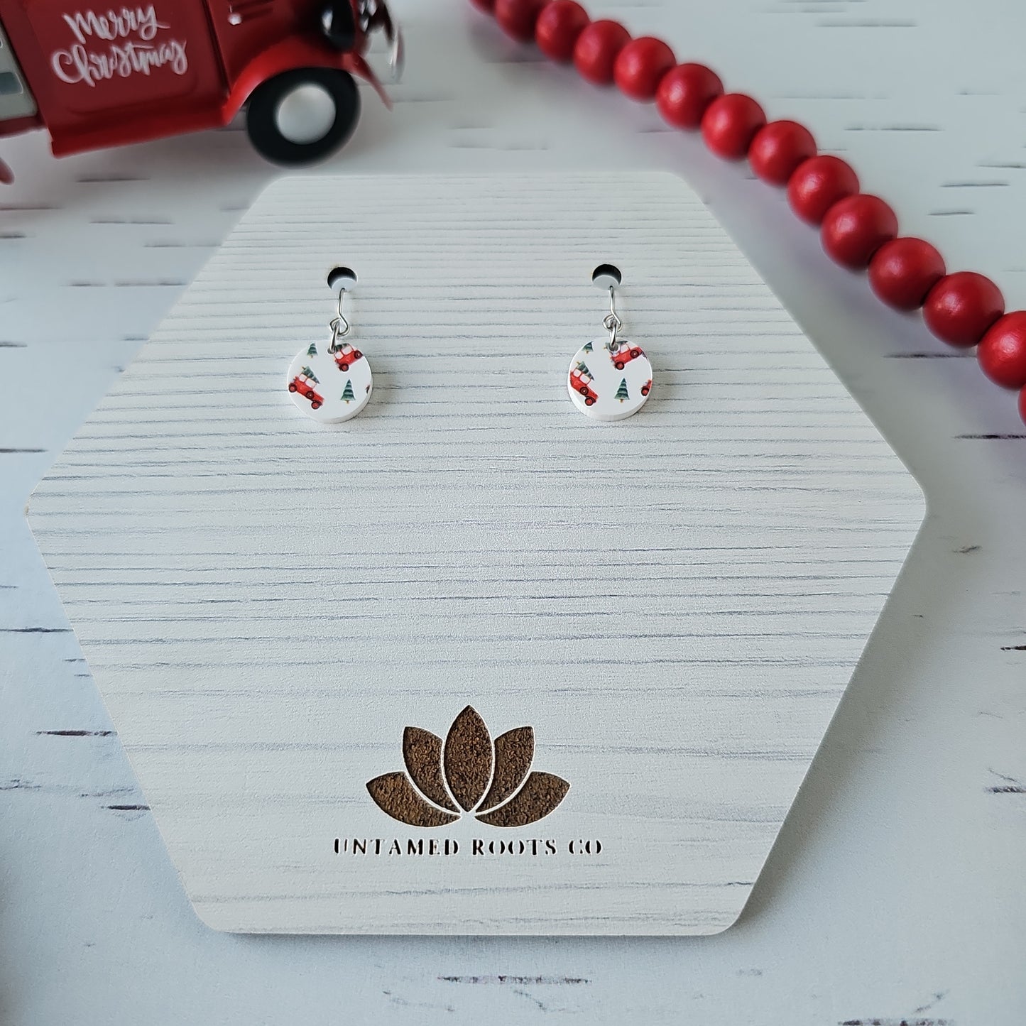 Christmas Truck Print Earrings (8 styles)