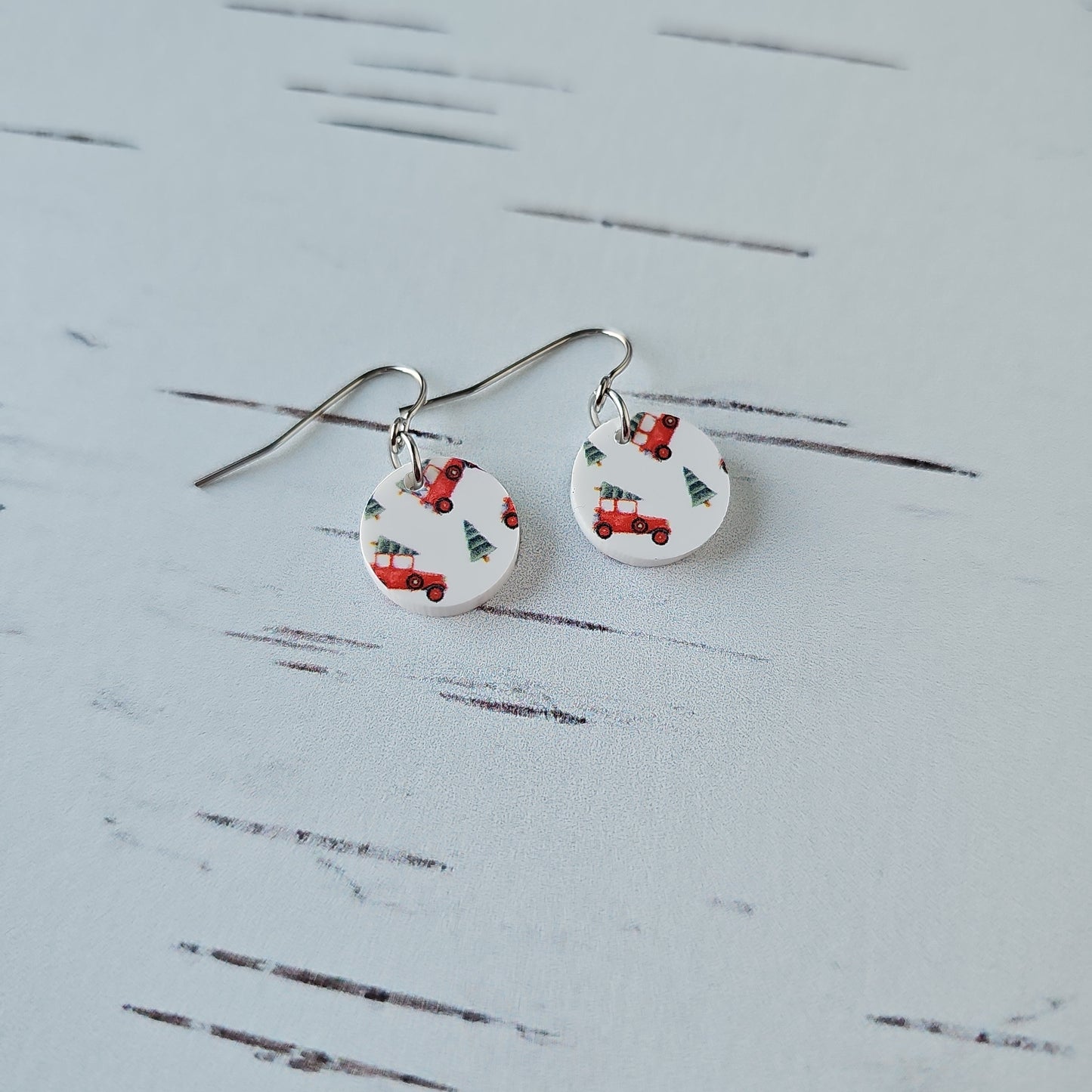 Christmas Truck Print Earrings (8 styles)