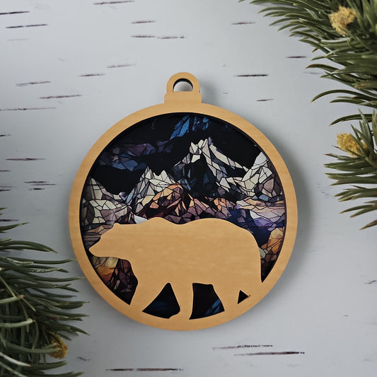 Bear Suncatcher Ornament - Translucent Mountains