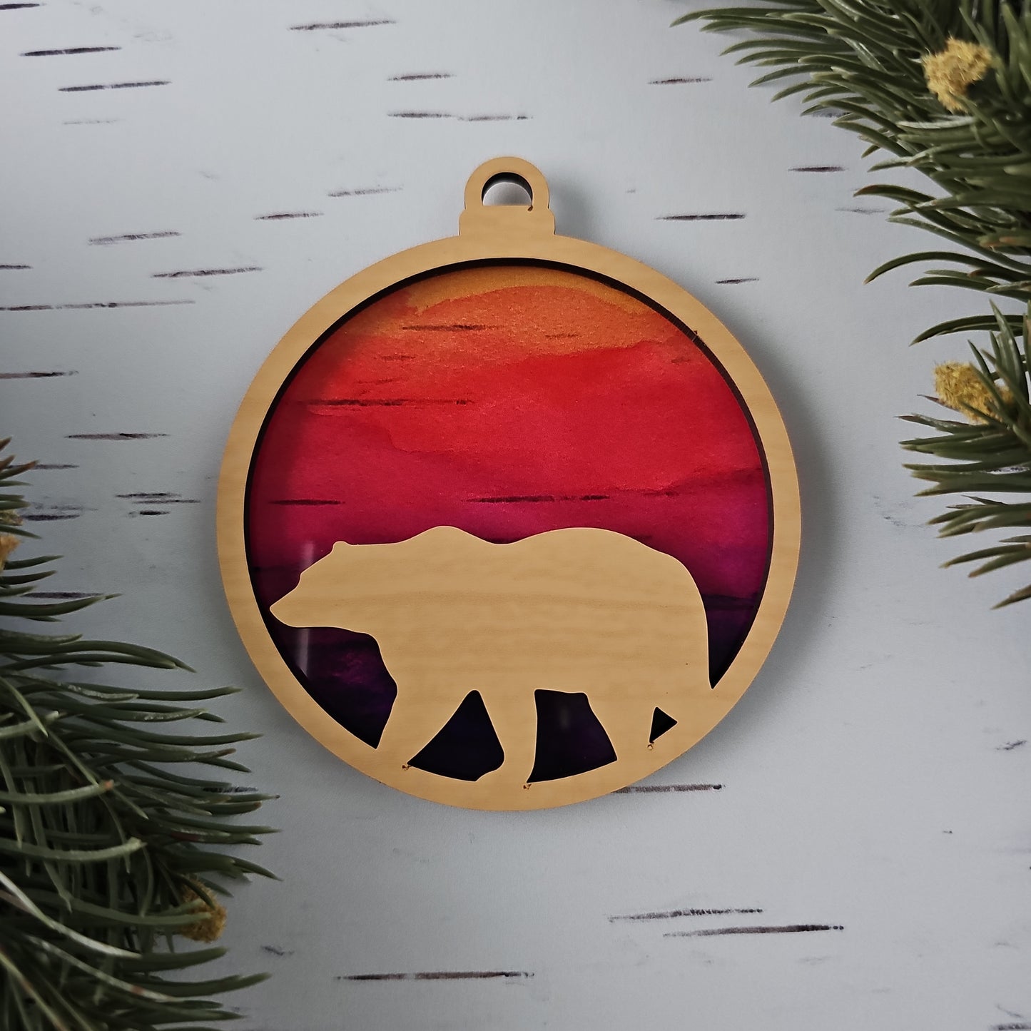 Bear Suncatcher Ornament - Translucent Sunrise