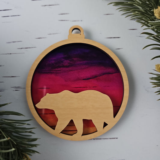 Bear Suncatcher Ornament - Translucent Sunset