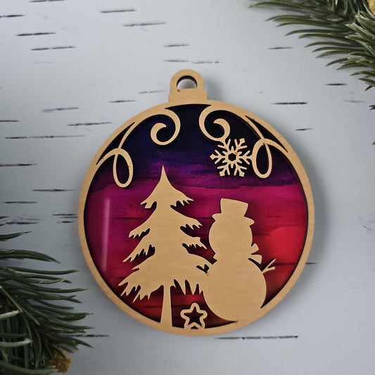 Snowman Ornament - Translucent Sunset