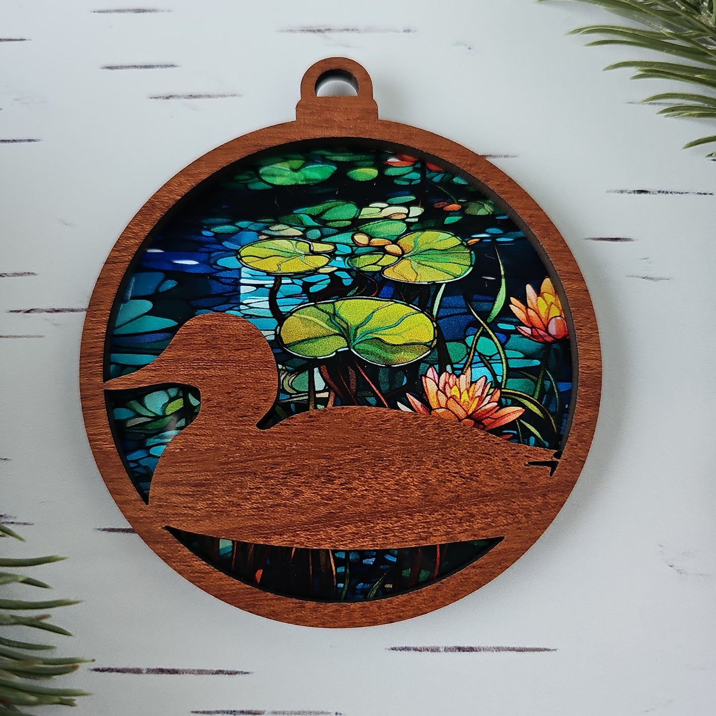 Duck Ornament - Translucent Lily Pads