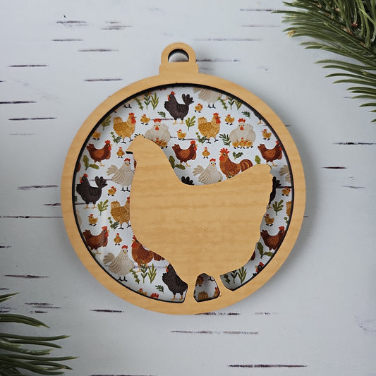 Chicken Suncatcher Ornament - Translucent Chickens