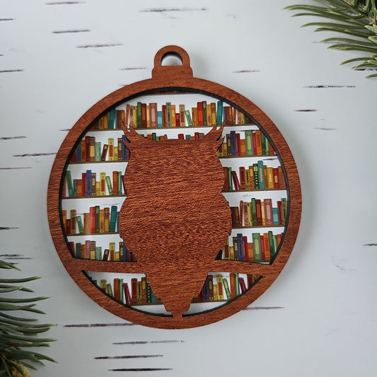 Owl/Teacher Ornament - Translucent Bookshelf