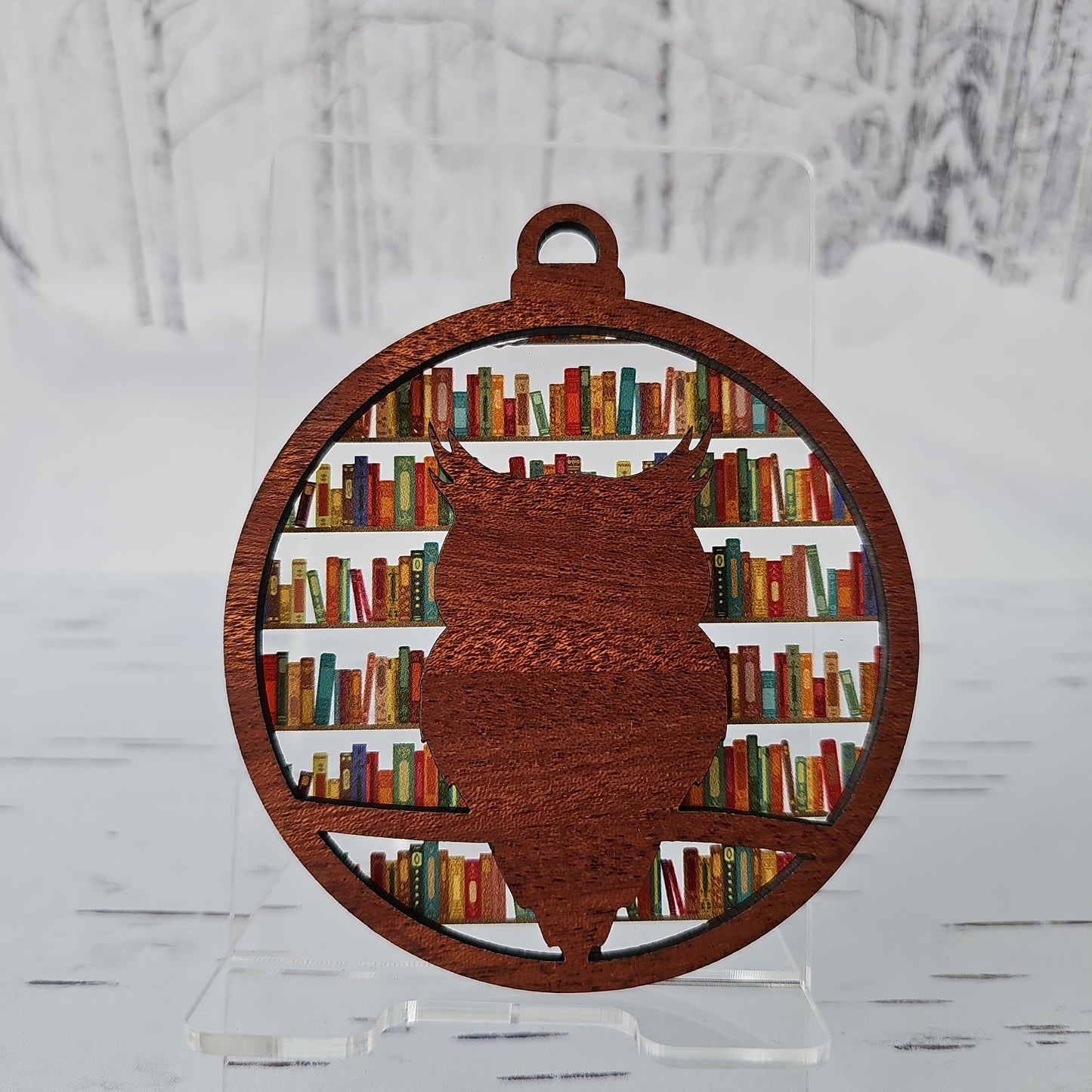 Owl/Teacher Ornament - Translucent Bookshelf