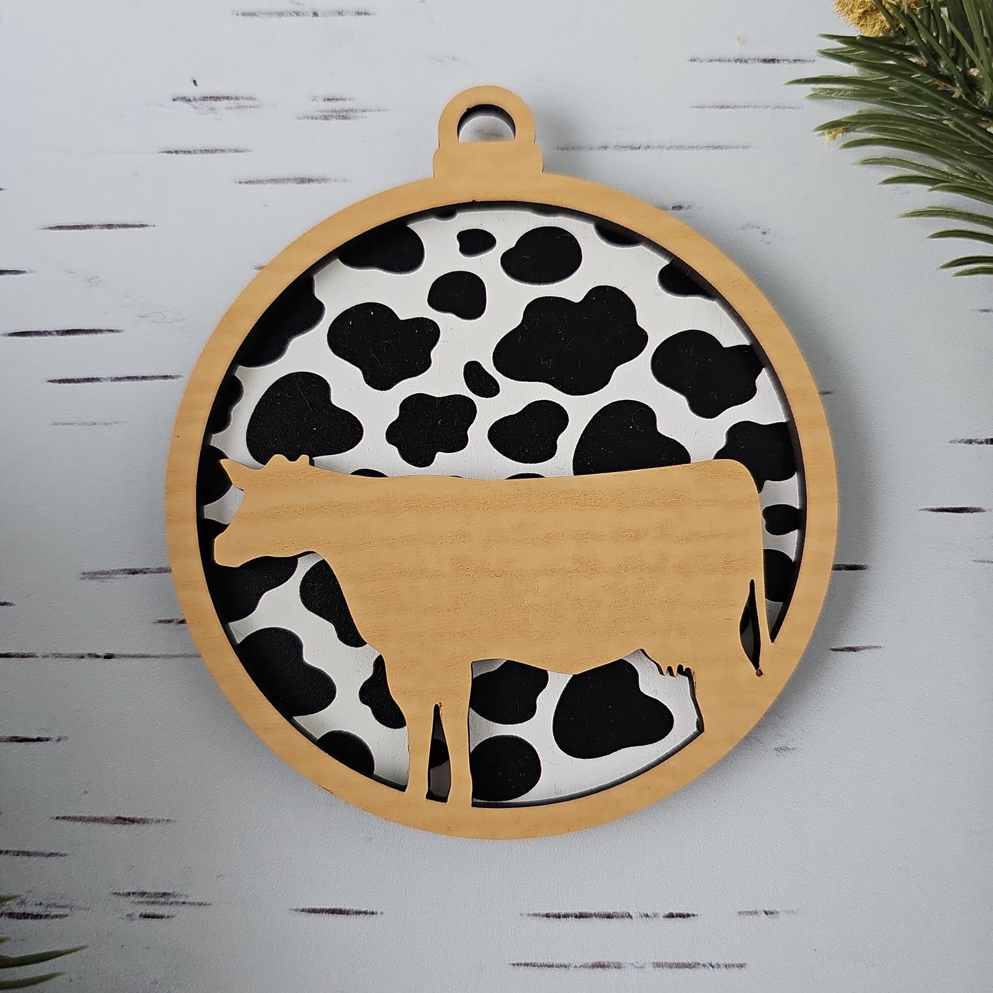 Cow Ornament - Opaque Cow Print