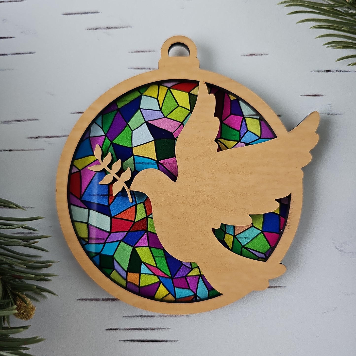 Dove Ornament - Translucent Traditional Stained Glass