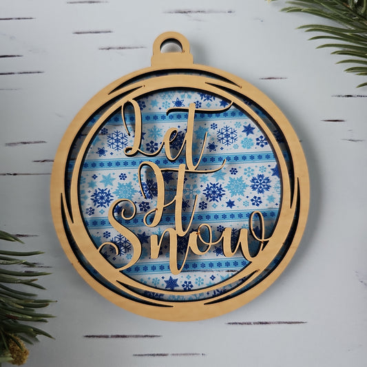 Let It Snow Ornament - Translucent Light Blue Snowflakes