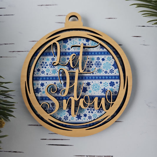 Let It Snow Ornament - Translucent Dark Blue Snowflakes