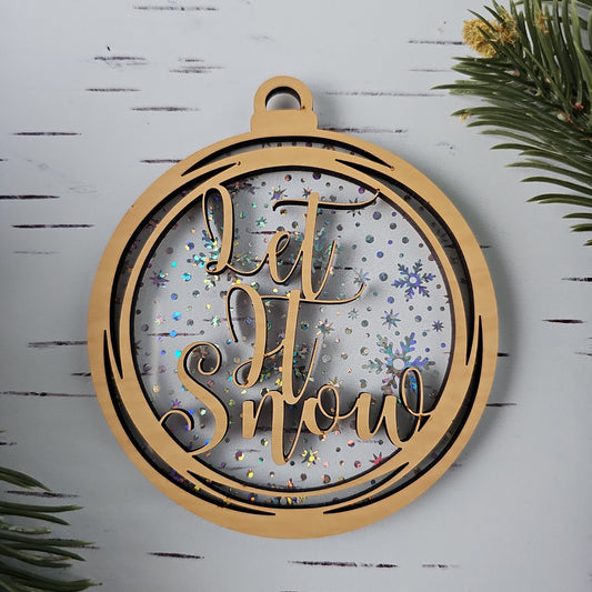 Let It Snow Ornament - Translucent Iridescent Snowflakes