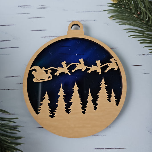 Santa Ornament - Translucent Northern Lights