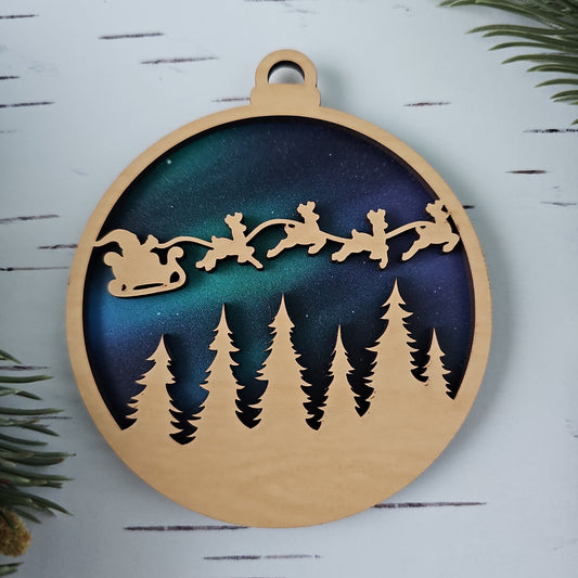 Santa Ornament - Opaque Northern Lights