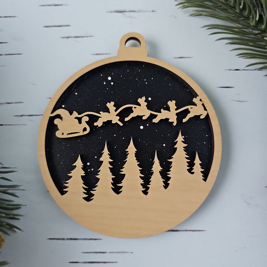 Santa Ornament - Opaque Midnight Sky