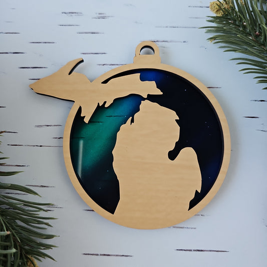 Michigan Ornament - Translucent Northern Lights