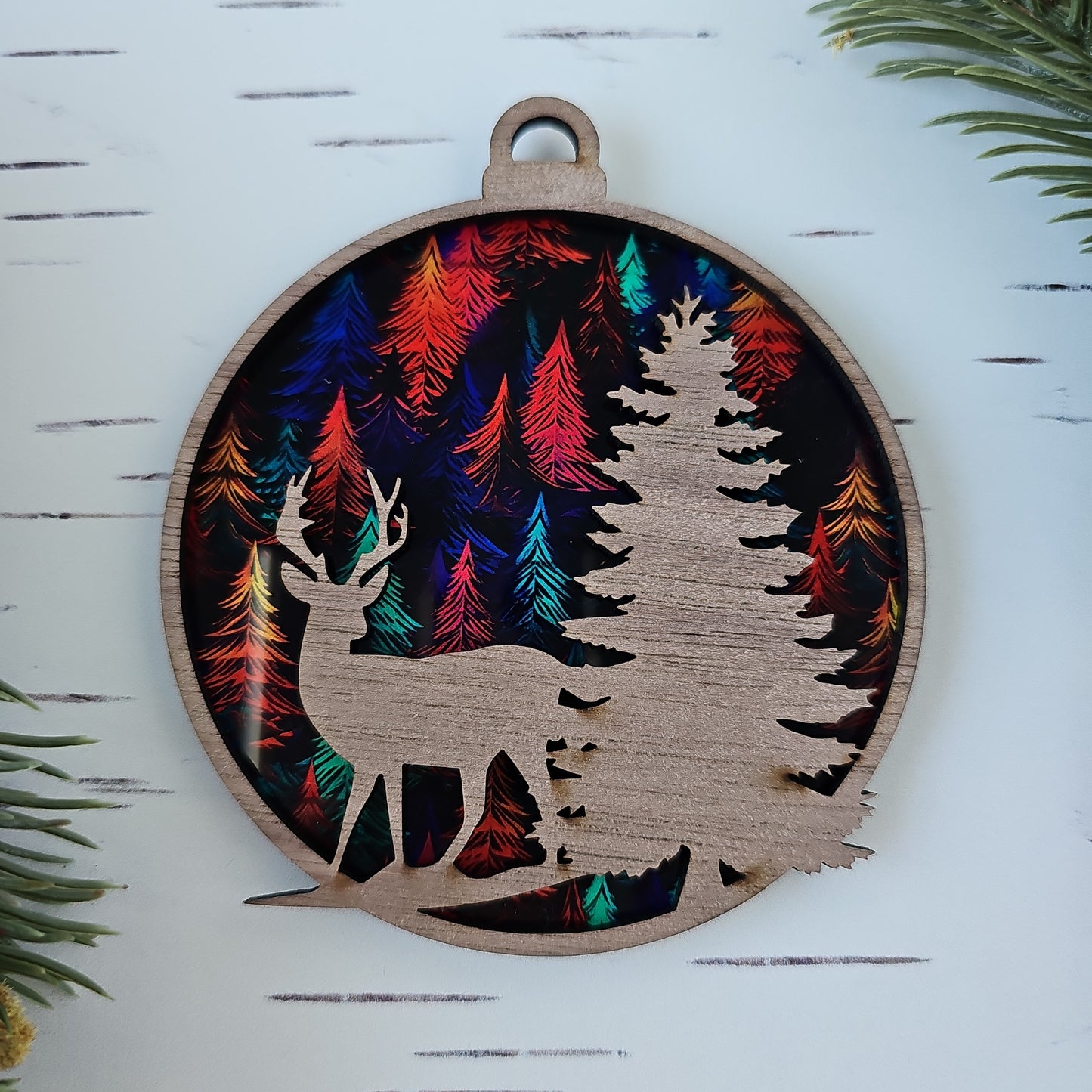 Deer Ornament - Translucent Whispy Trees