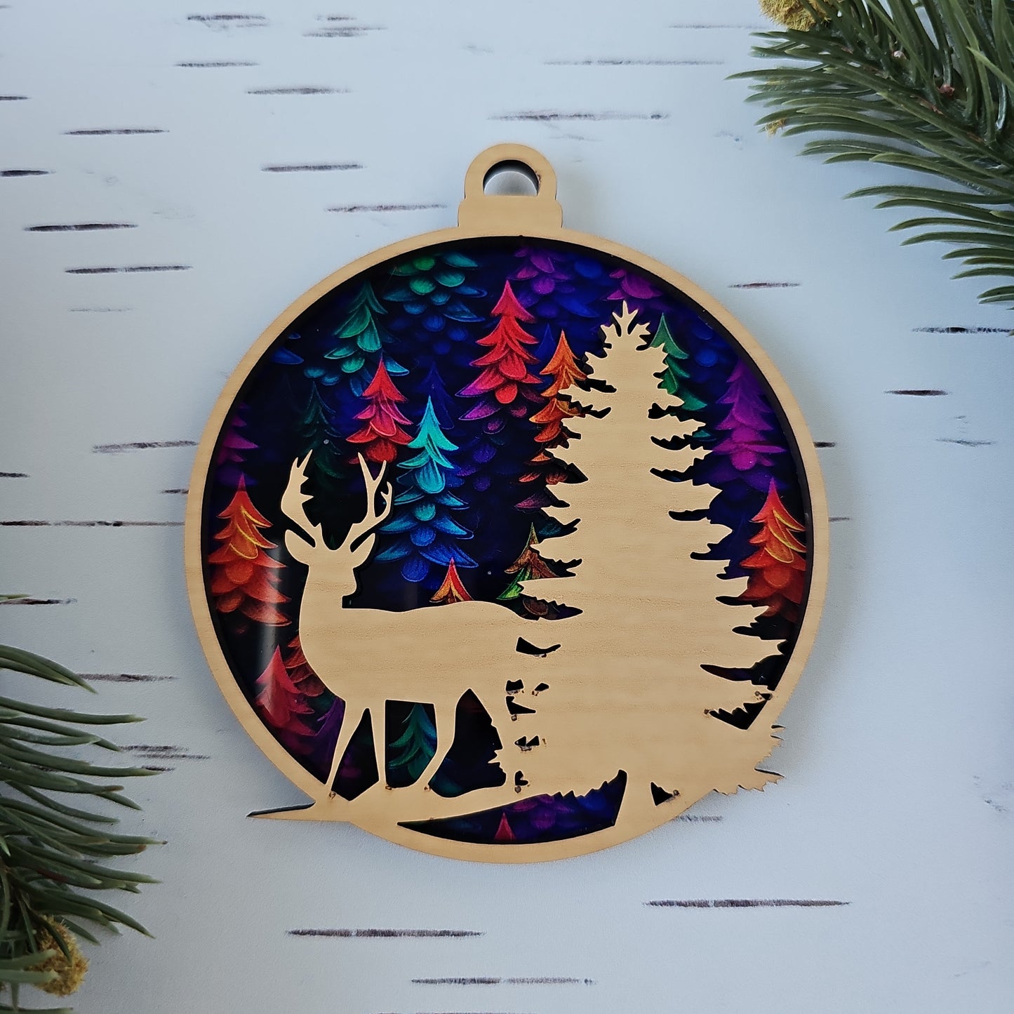 Deer Ornament - Translucent Pinecone Trees