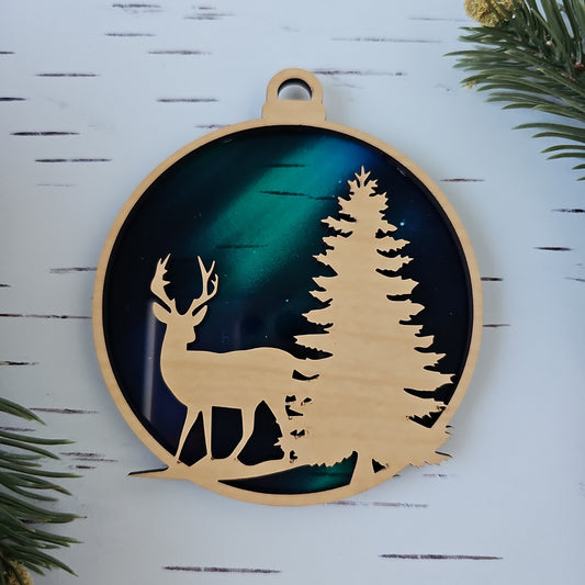 Deer Ornament - Translucent Northern Lights