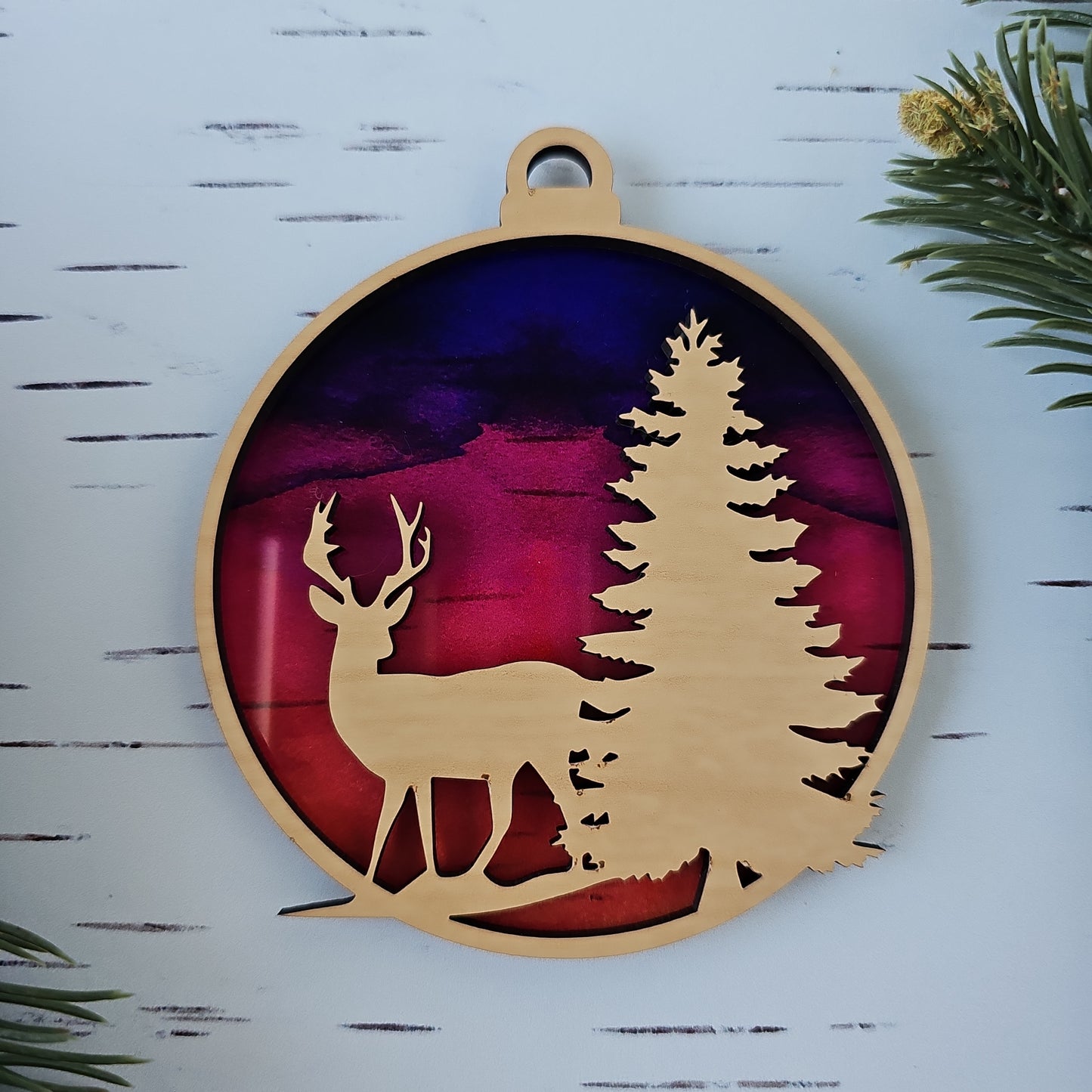 Deer Ornament - Translucent Sunset