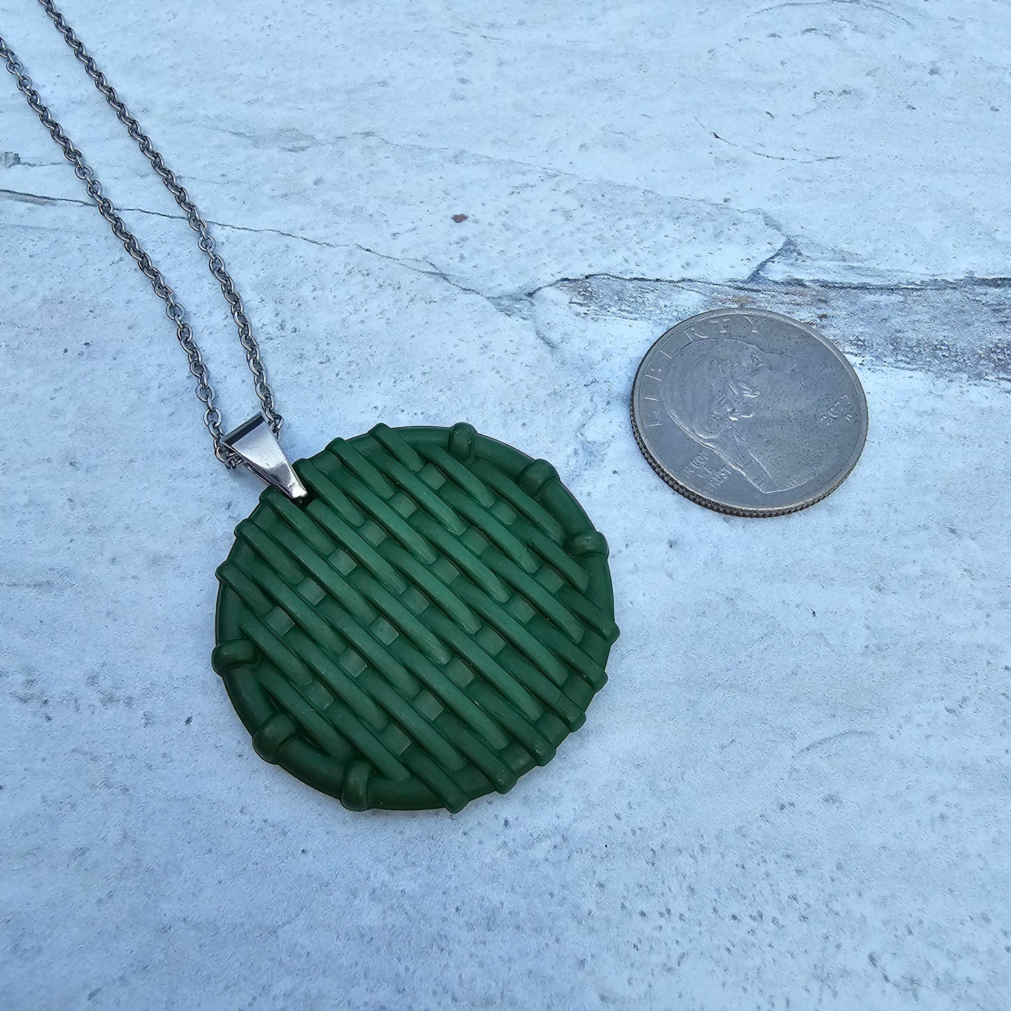 Green Rattan Circle Pendant