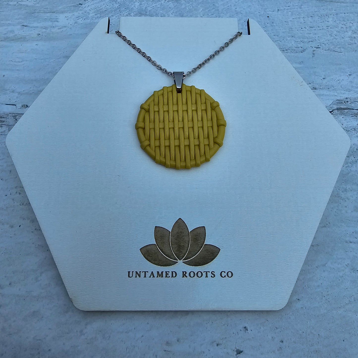 Mustard Yellow Rattan Circle Pendant