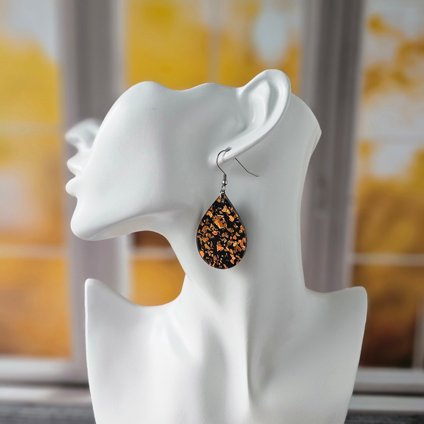 Black & Orange Chunky Glitter Earrings (8 styles)