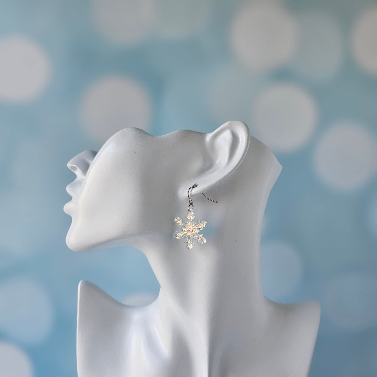 Iridescent Crystal Snowflake Earrings