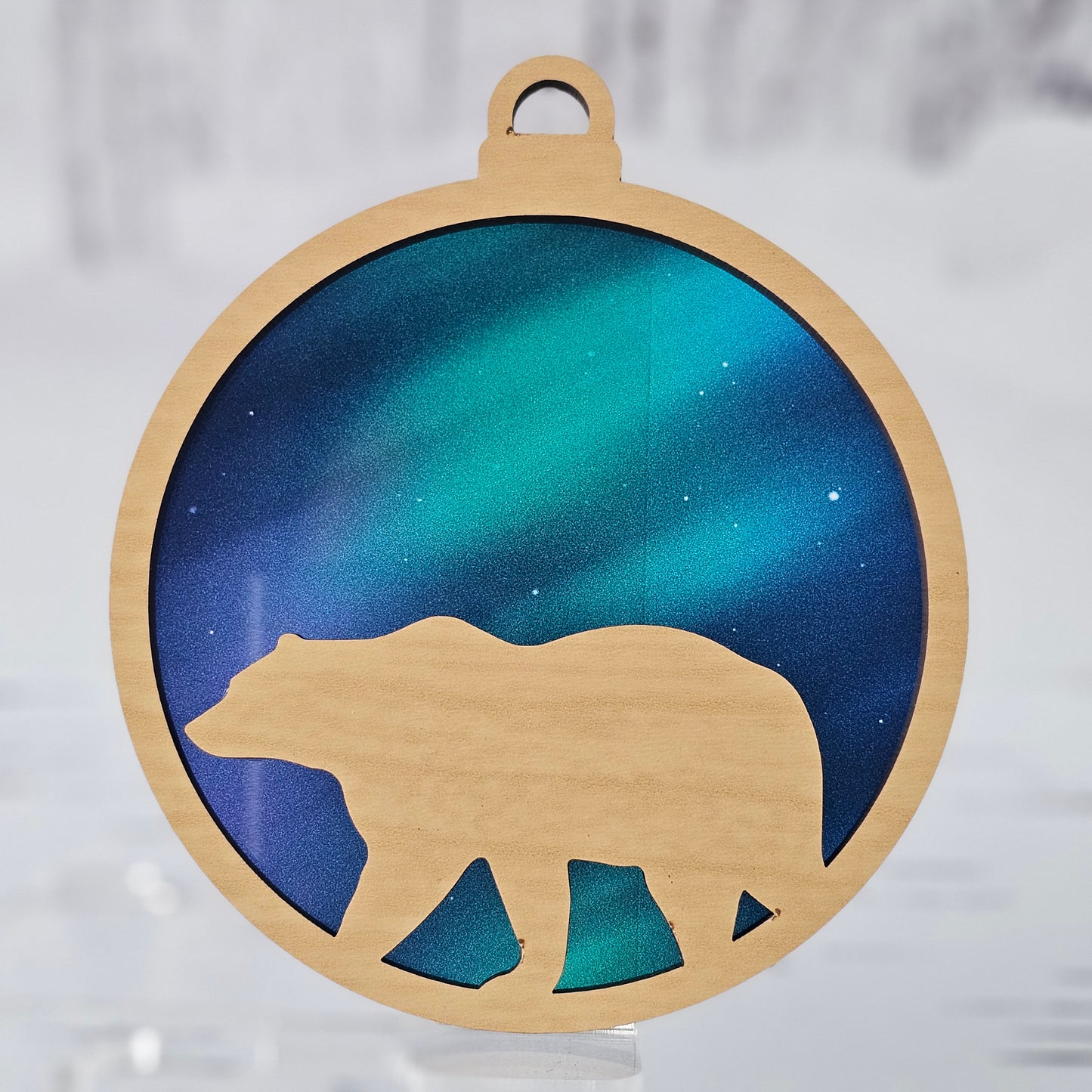 Bear Suncatcher Ornament - Translucent Northern Lights