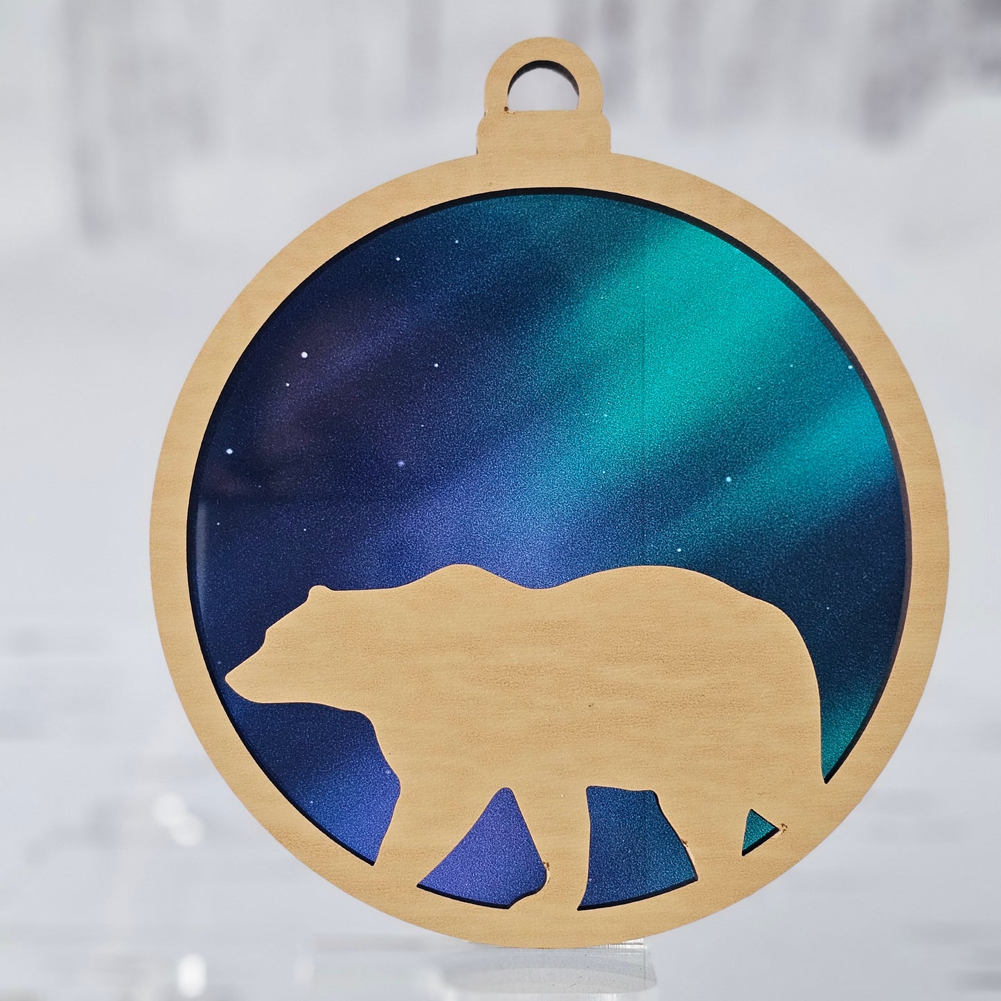 Bear Suncatcher Ornament - Translucent Northern Lights